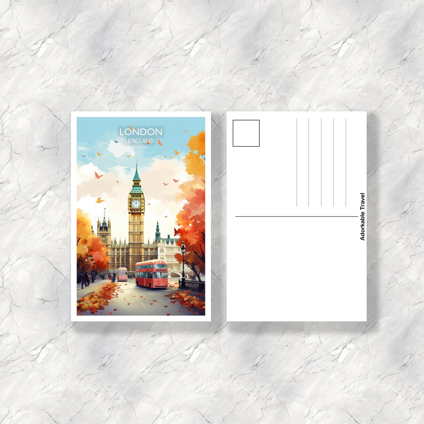 London England Travel Postcard, London Travel Art, England Postcard, Big Ben Travel Postcard Art, England Travel Art | T1EU_ENLO1_P