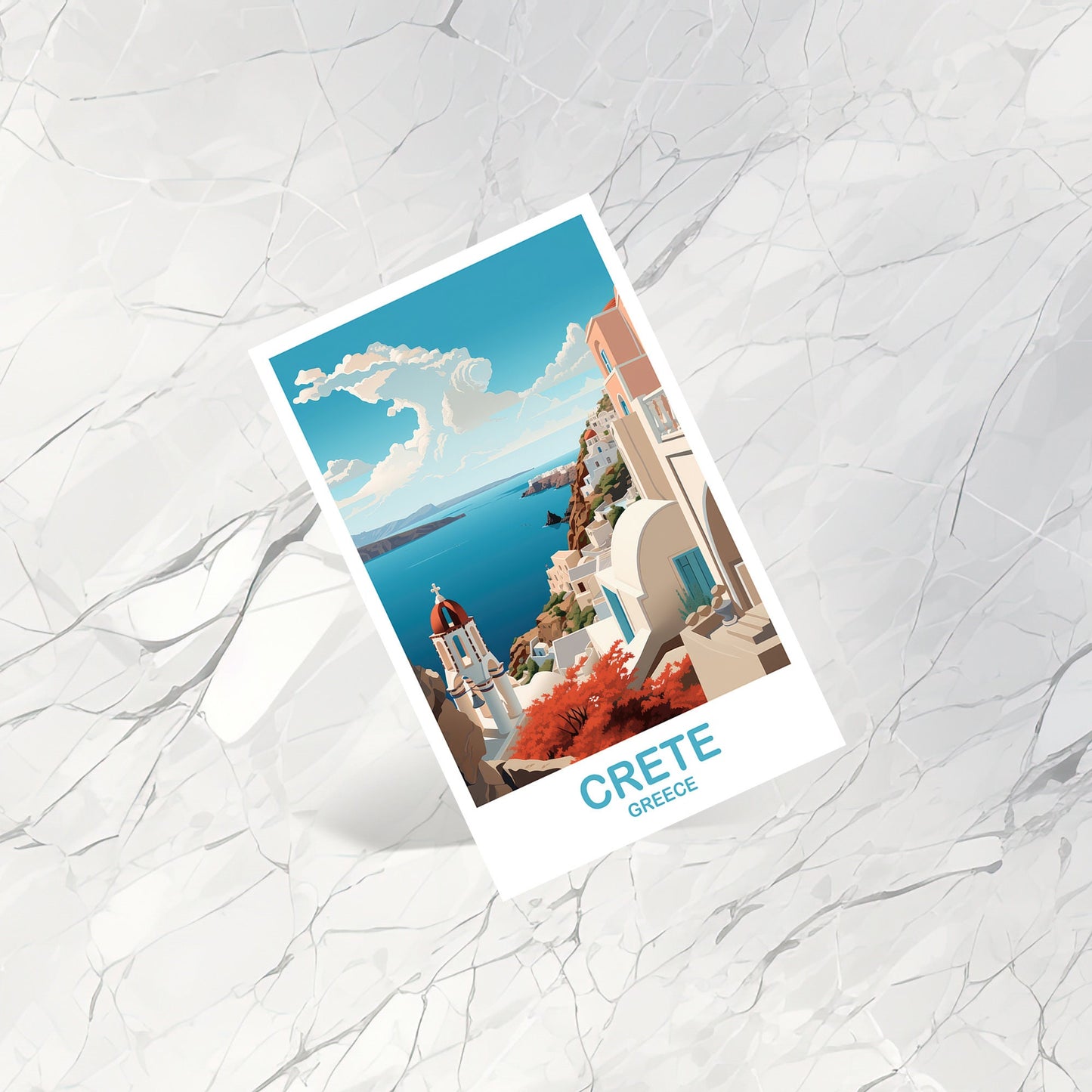 Crete Travel Postcard Art, Crete Greece Travel Art, Crete Postcard, Greece Travel Postcard, Europe Travel Postcard | T2EU_GRCR1_P