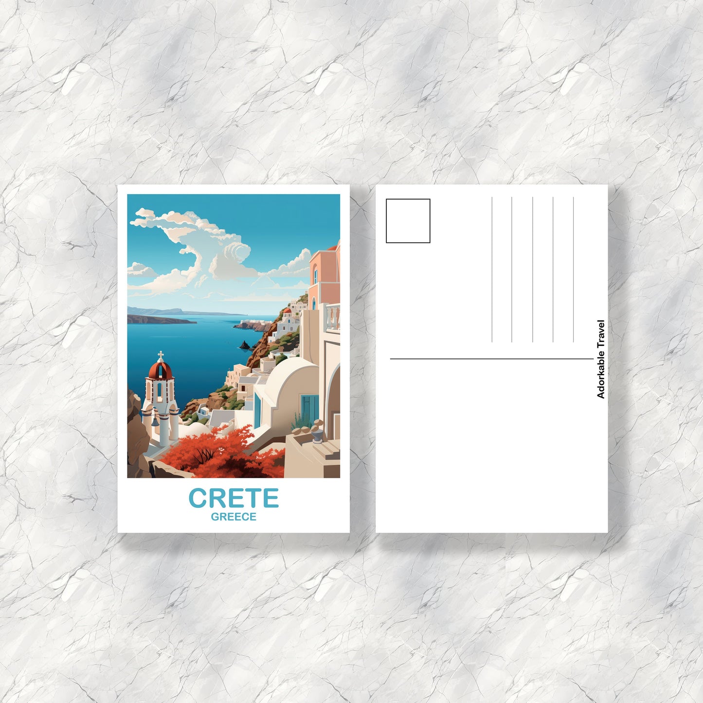 Crete Travel Postcard Art, Crete Greece Travel Art, Crete Postcard, Greece Travel Postcard, Europe Travel Postcard | T2EU_GRCR1_P