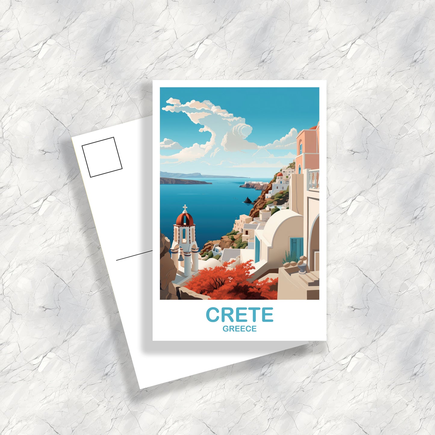 Crete Travel Postcard Art, Crete Greece Travel Art, Crete Postcard, Greece Travel Postcard, Europe Travel Postcard | T2EU_GRCR1_P