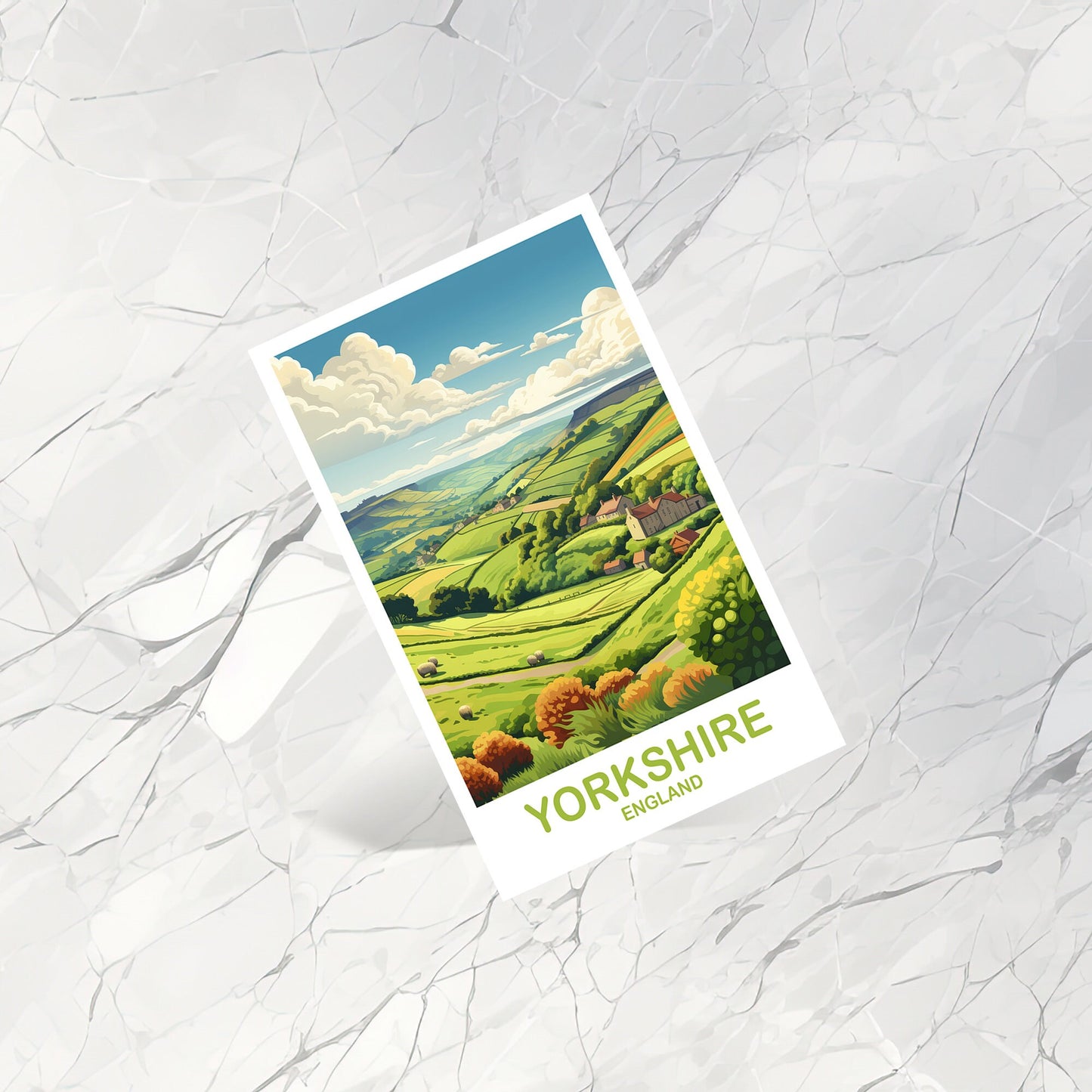 Yorkshire Travel Postcard Art, Yorkshire Travel Art, England Postcard, Yorkshire England Travel Postcard, England Travel Art | T2EU_ENYO1_P