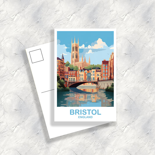 Bristol Travel Postcard Art, Bristol Travel Art, England Postcard, Bristol England Travel Postcard, England Travel Art | T2EU_ENBR1_P