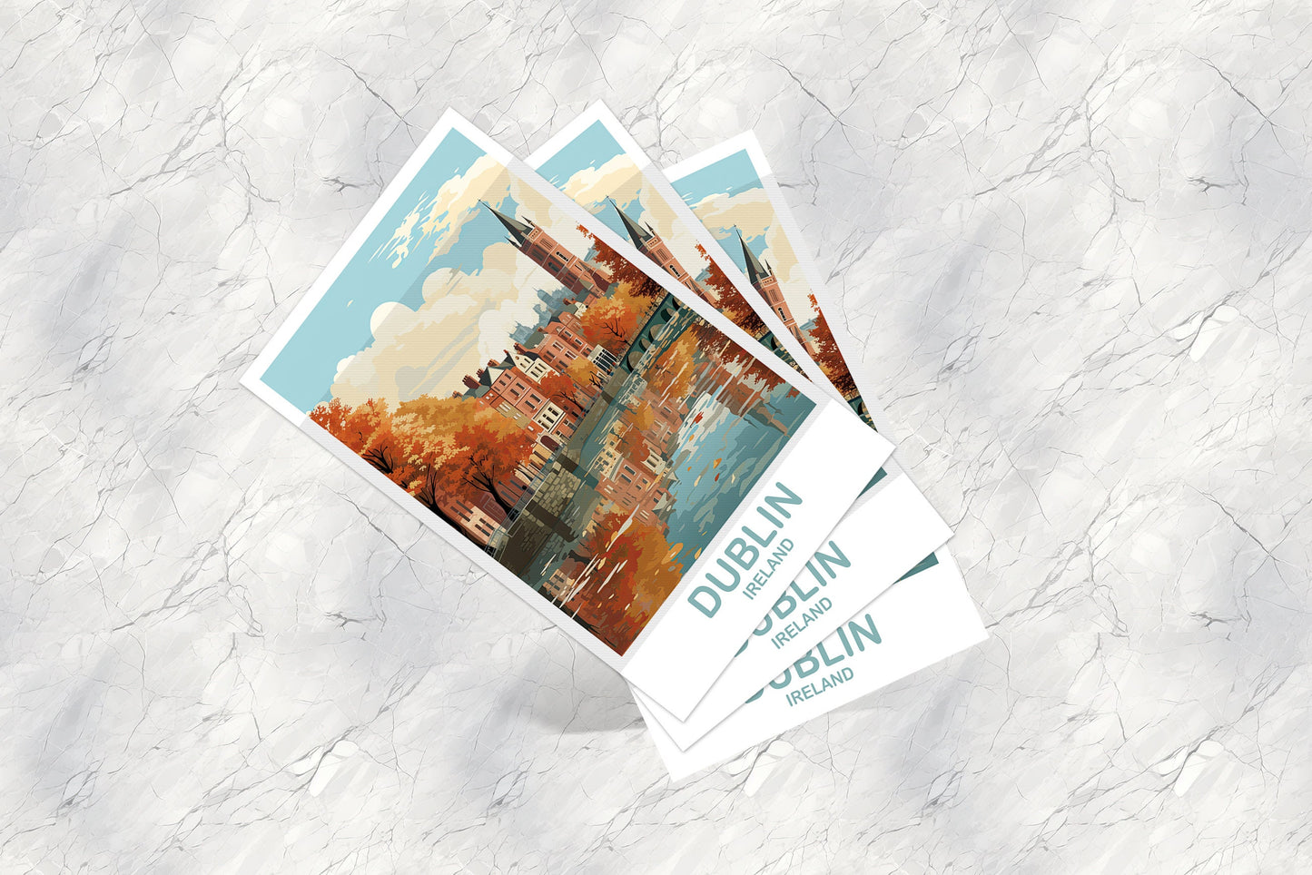 Dublin Ireland Travel Postcard Art, Ireland Travel Postcard, Dublin Art Postcard, Ireland Travel Art Postcard, Travel Postcard | T2EU_IRDU1