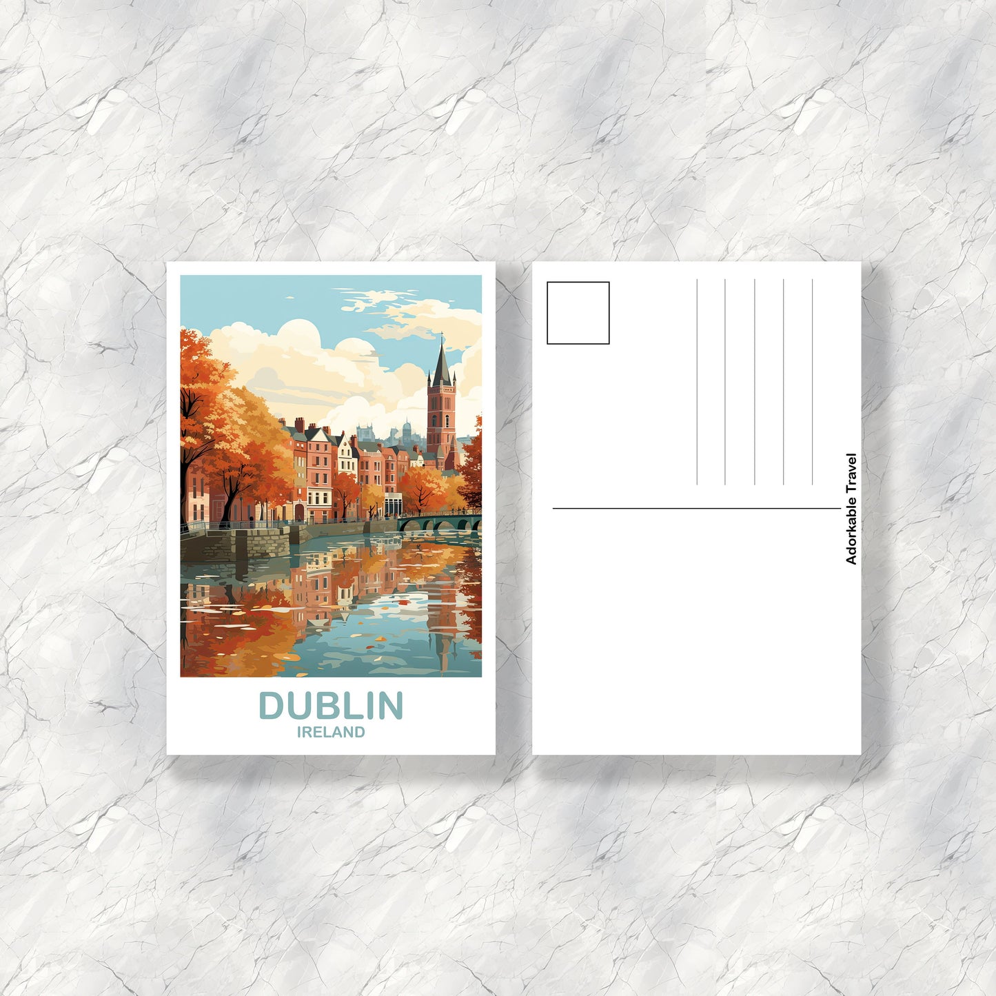 Dublin Ireland Travel Postcard Art, Ireland Travel Postcard, Dublin Art Postcard, Ireland Travel Art Postcard, Travel Postcard | T2EU_IRDU1