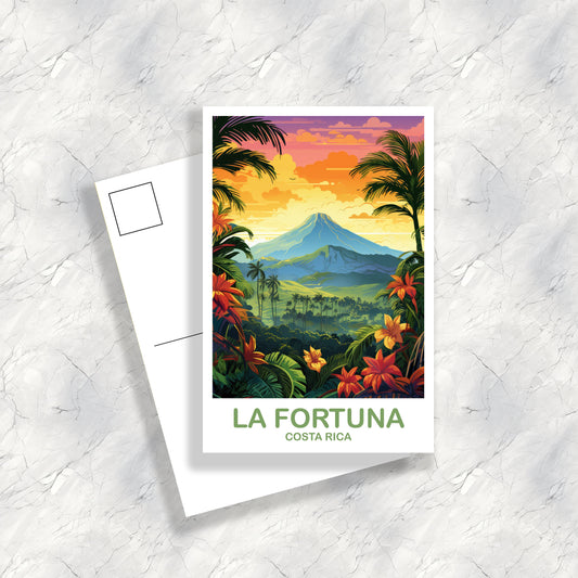 La Fortuna Travel Postcard Art, La Fortuna Costa Rica Travel Postcard, Costa Rica Postcard, North America, Travel Postcard | T2NA_CRLF1_P