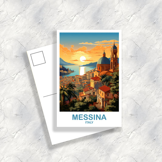 Messina Italy Travel Postcard, Milan Travel Art, Italy Postcard, Messina Travel Postcard Art, Italy Travel Postcard Art | T2EU_ITME1_P