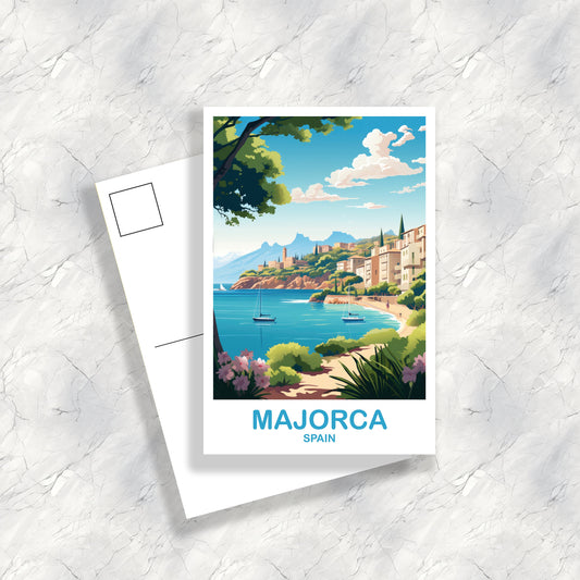 Majorca Spain Travel Postcard Art, Spain Travel Postcard, Majorca Postcard, Spain Travel Art Postcard, Travel Postcard | T2EU_SPMAJ1_P