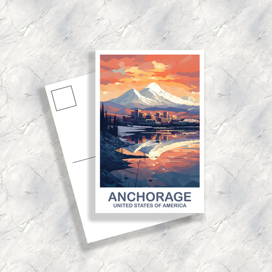 Anchorage Travel Postcard, Anchorage Alaska Postcard, Alaska Travel Art, Alaska Postcard, Anchorage Art, Travel Postcard | T2NA_ALAN1_P