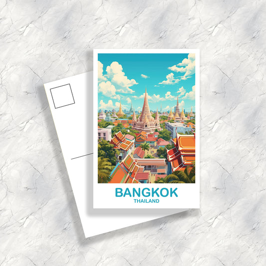 Bangkok Thailand Travel Postcard, Travel Art Postcard, Bankok Postcard, Thailand Postcard, Travel Postcard | T2AS_THBA1_P