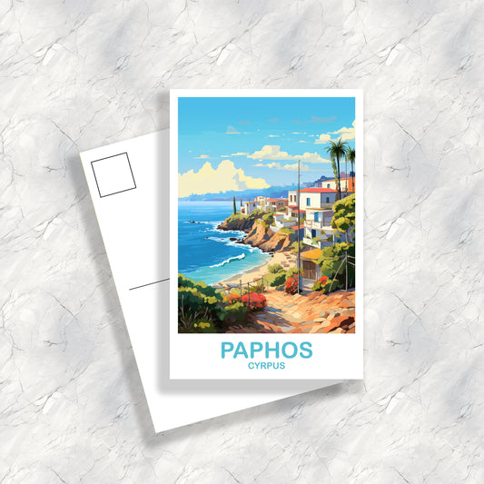 Paphos Cyrprus Travel Postcard Art, Cyprus Travel Art, Paphos Postcard, Cyprus Travel Postcard Art, Travel Postcard | T2EU_CYPA1_P