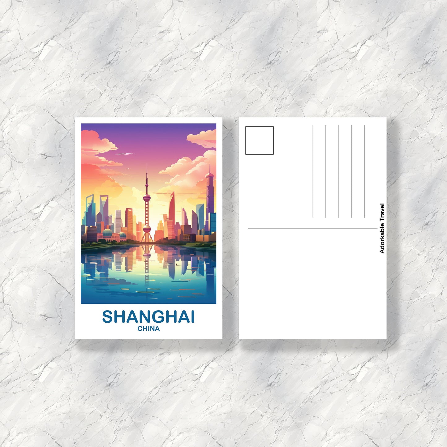 Shanghai China Travel Postcard, Shanghai Postcard, Travel Card, Travel Postcard, Asia Travel Postcard, Asia Travel Art | T2AS_CHSH1_P
