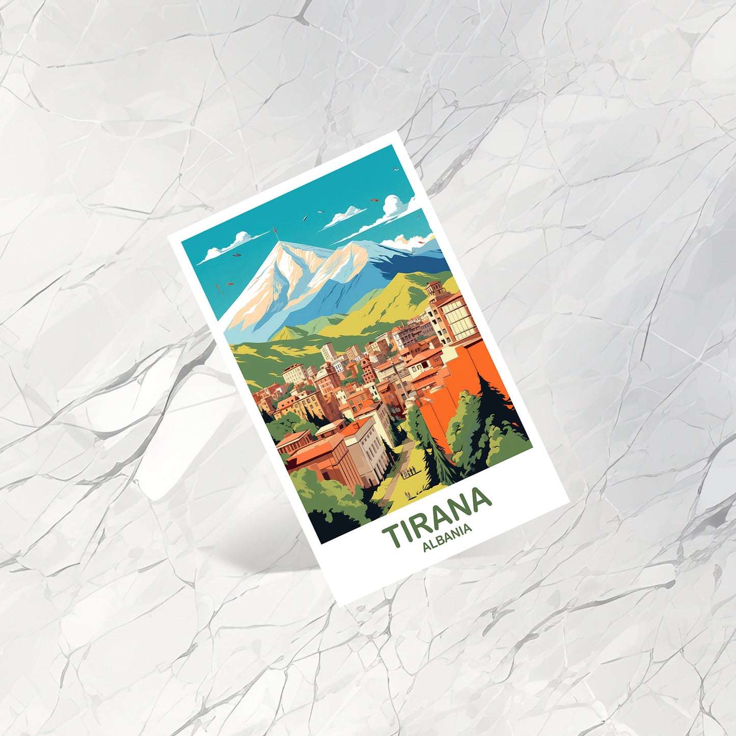 Tirana Albania Travel Postcard Art, Tirana Postcard Art, Albania Postcard, Europe Travel Postcard, A6 Postcard | T2EU_ALTI1_P