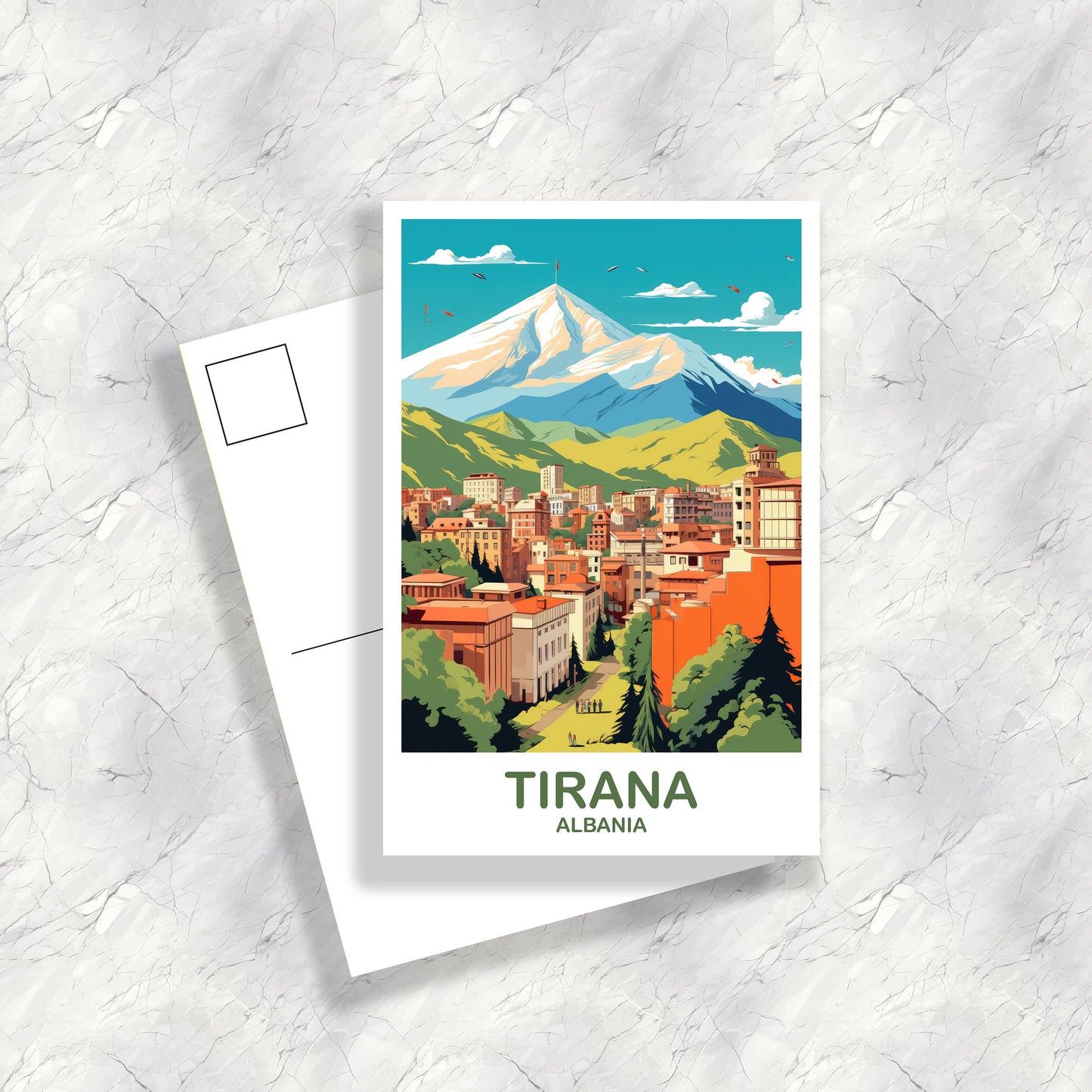 Tirana Albania Travel Postcard Art, Tirana Postcard Art, Albania Postcard, Europe Travel Postcard, A6 Postcard | T2EU_ALTI1_P