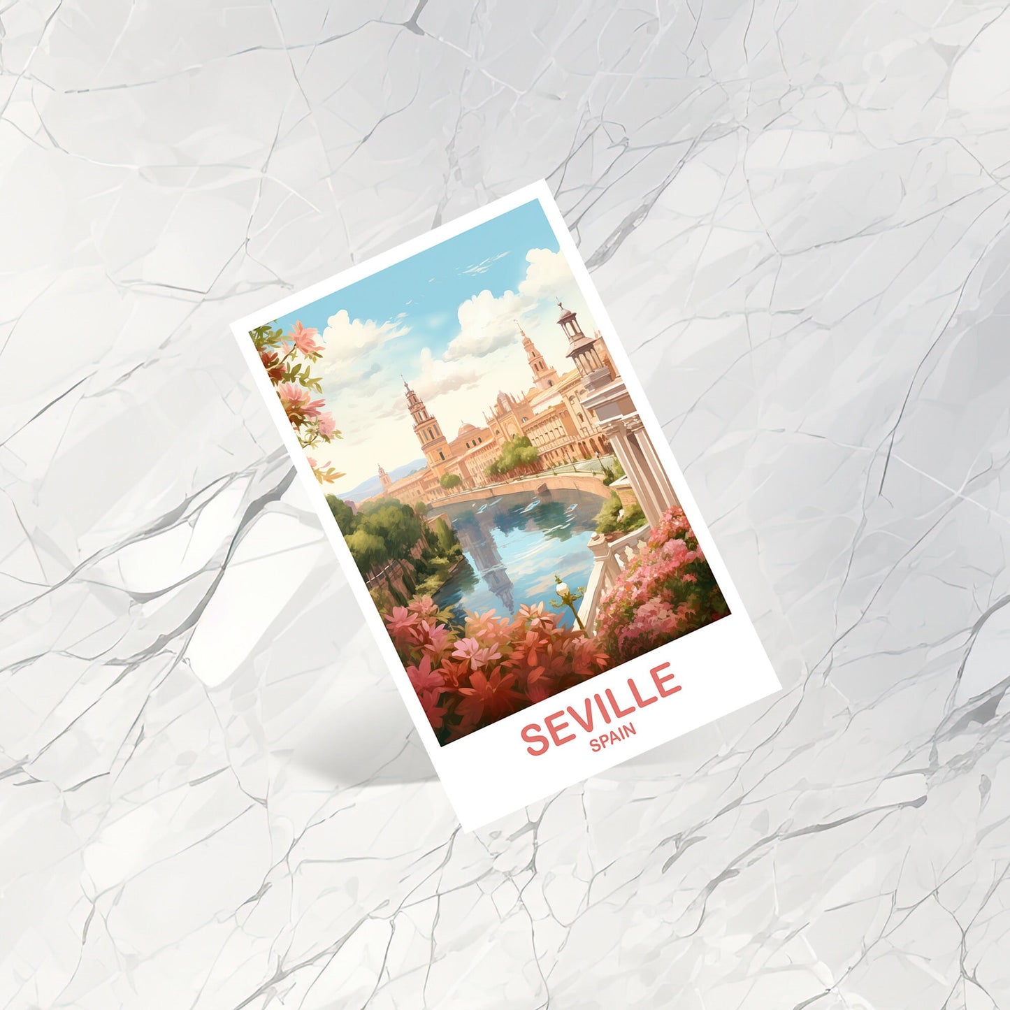 Seville Spain Travel Postcard Art, Spain Travel Postcard, Seville Postcard, Seville Travel Postcard, Travel Postcard | T2EU_SPSE1_P