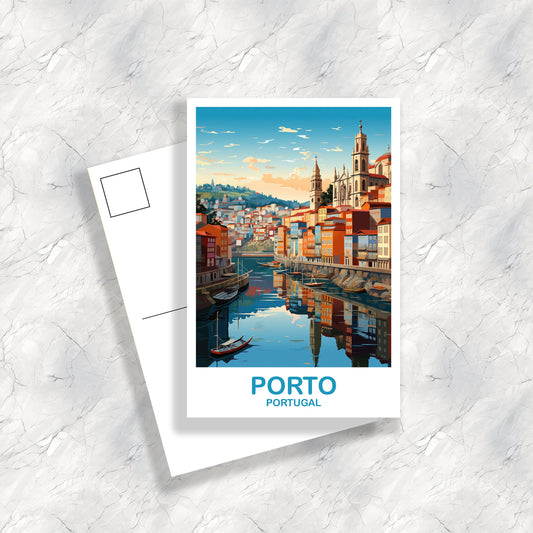 Porto Travel Postcard Art, Portugal Travel Art, Porto Art Postcard, Europe Travel Art, Travel Postcard Art | T2EU_POPO1_P