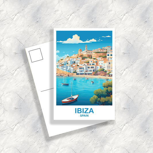 Ibiza Spain Travel Postcard Art, Spain Travel Postcard, Ibiza Art Postcard, Spain Travel Art Postcard | T2EU_SPIB1_P