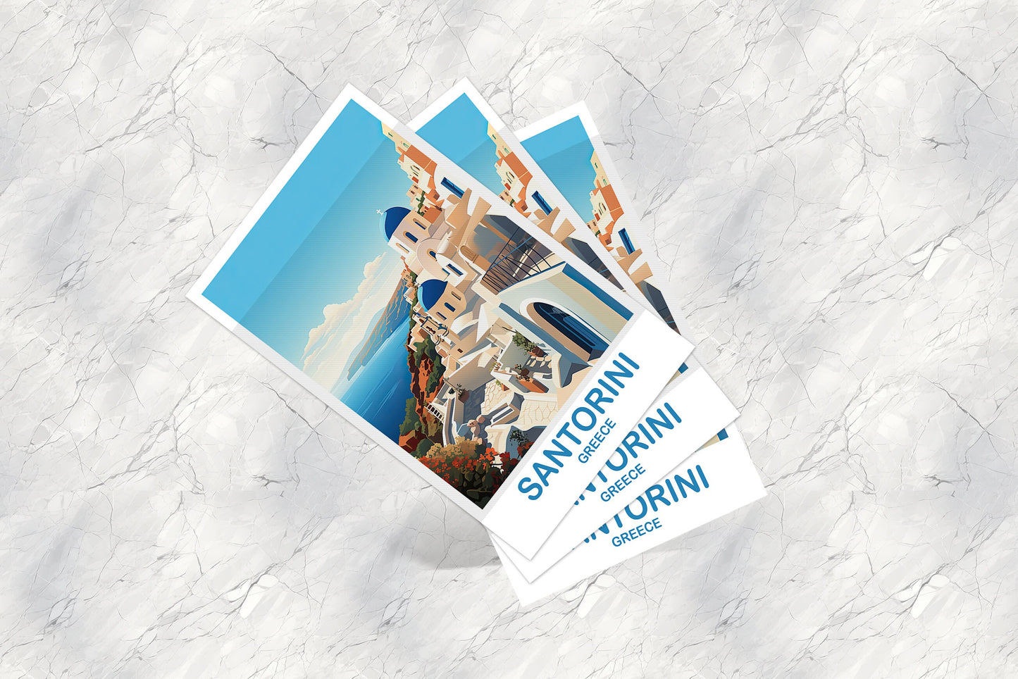 Santorini Greece Travel Postcard Art, Santorini Postcard, Greece Travel Postcard, Europe Travel Postcard | T2EU_GRSA1_P