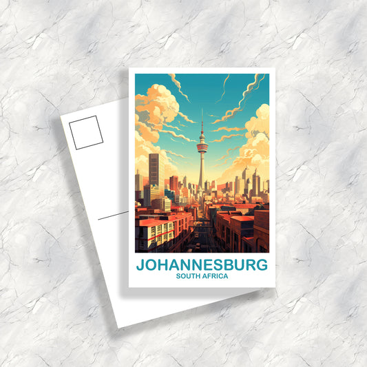 Johannesburg Travel Postcard Art, Johannesburg South Africa Postcard, South Africa Postcard Travel Art, Africa Postcard Art | T2AF_SFJO1_P