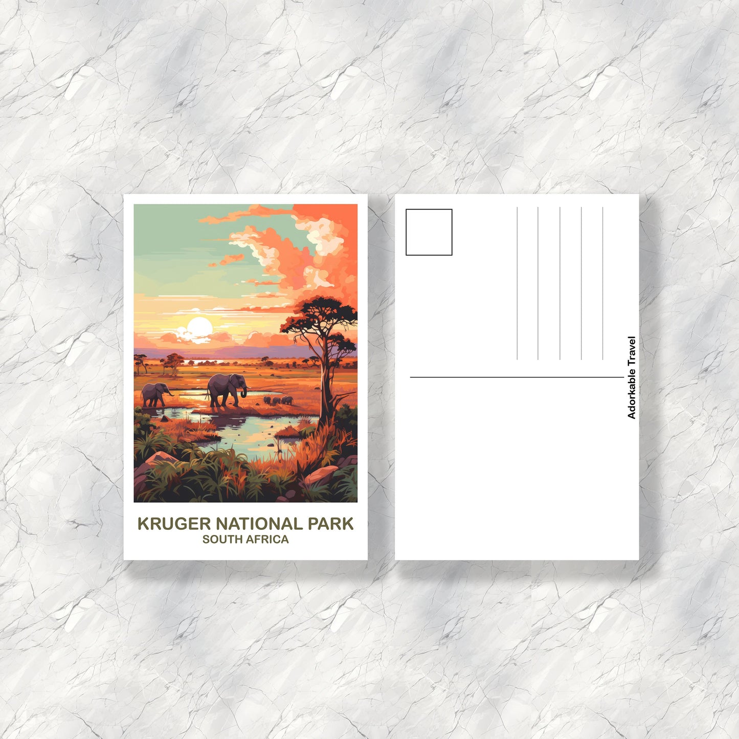Kruger National Park Postcard, Kruger National Park South Africa Postcard, South Africa Postcard, Travel Postcard | T2AF_SFKNP1_P