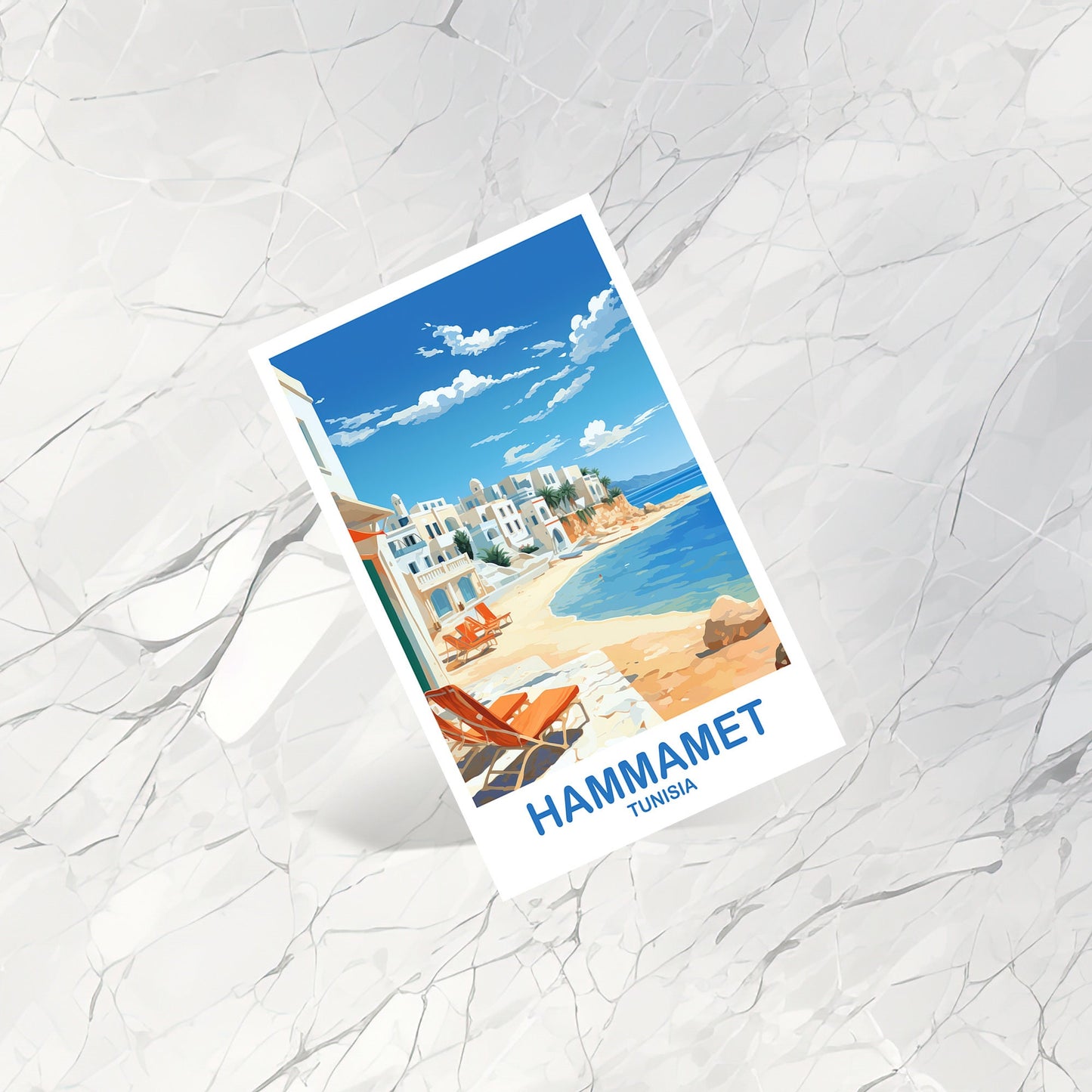 Hammamet Tunisia Travel Postcard Art, Hammamet Postcard, Tunisia Postcard, Travel Postcard, Africa Postcard, Travel Art | T2AF_TUHA1_P