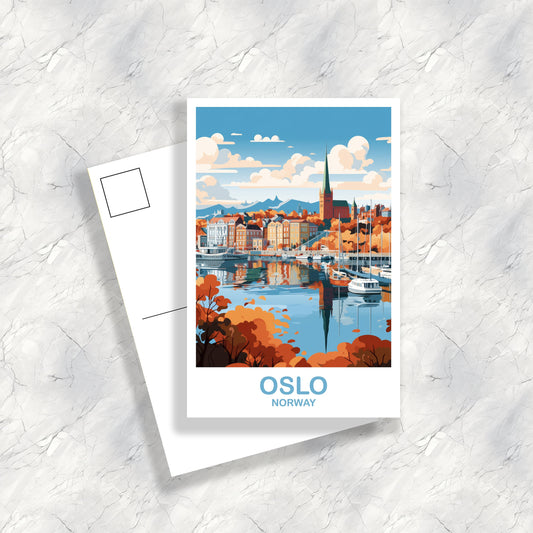 Oslo Norway Travel Postcard Art, Oslo Postcard, Norway Postcard, Oslo Norway Art, Travel Postcard, Europe Postcard | T2EU_NOOS1_P