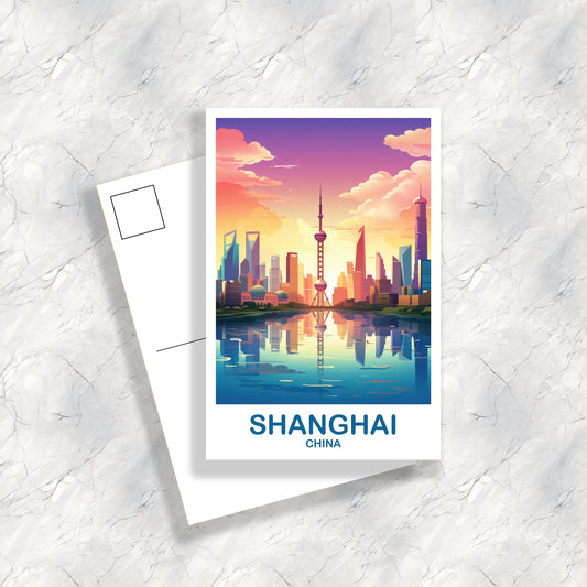 Shanghai China Travel Postcard, Shanghai Postcard, Travel Card, Travel Postcard, Asia Travel Postcard, Asia Travel Art | T2AS_CHSH1_P