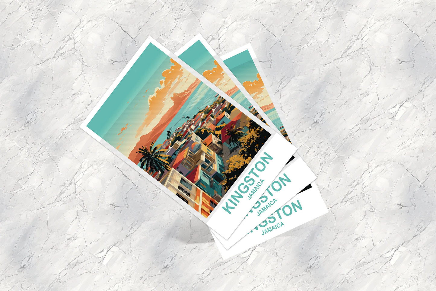 Kingston Jamaica Travel Postcard, Kingston Postcard, Jamaica Postcard, Travel Postcard Art, Kingston Travel Art, Jamica Art | T2NA_JAKI1_P