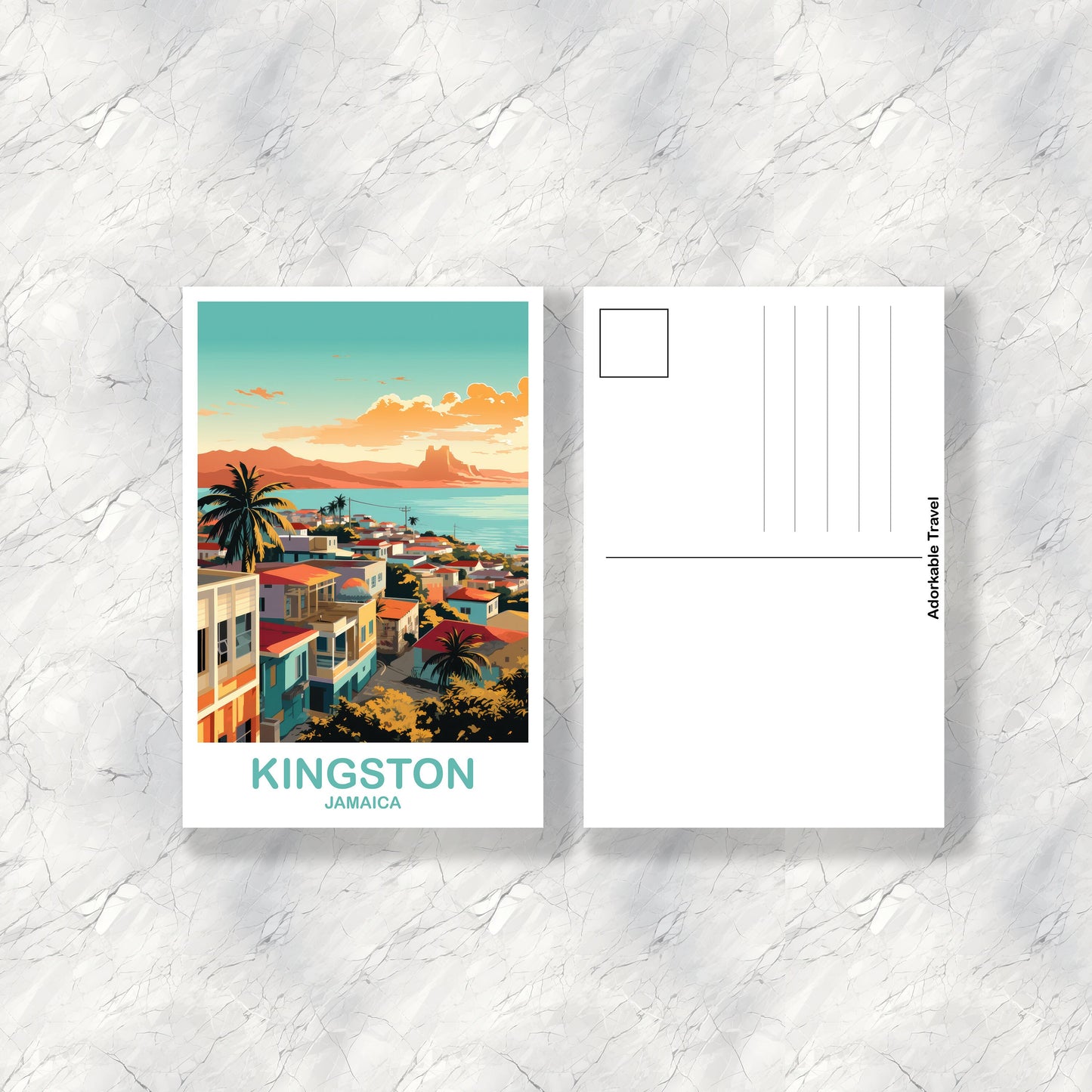 Kingston Jamaica Travel Postcard, Kingston Postcard, Jamaica Postcard, Travel Postcard Art, Kingston Travel Art, Jamica Art | T2NA_JAKI1_P