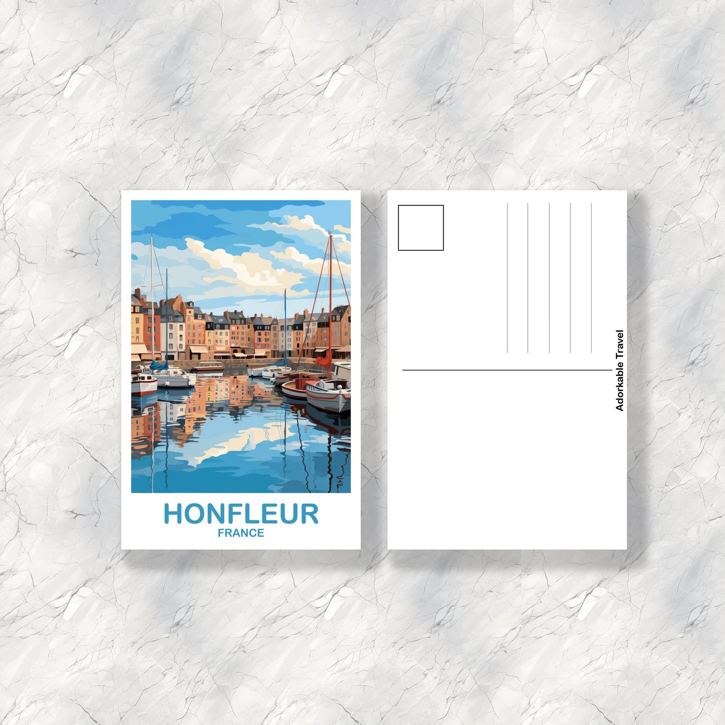 Honfleur France Travel Postcard, France Postcard,  France Postcard Art, Honfleur Travel Art, Honfleur Travel Postcard | T2EU_FRHO1_P