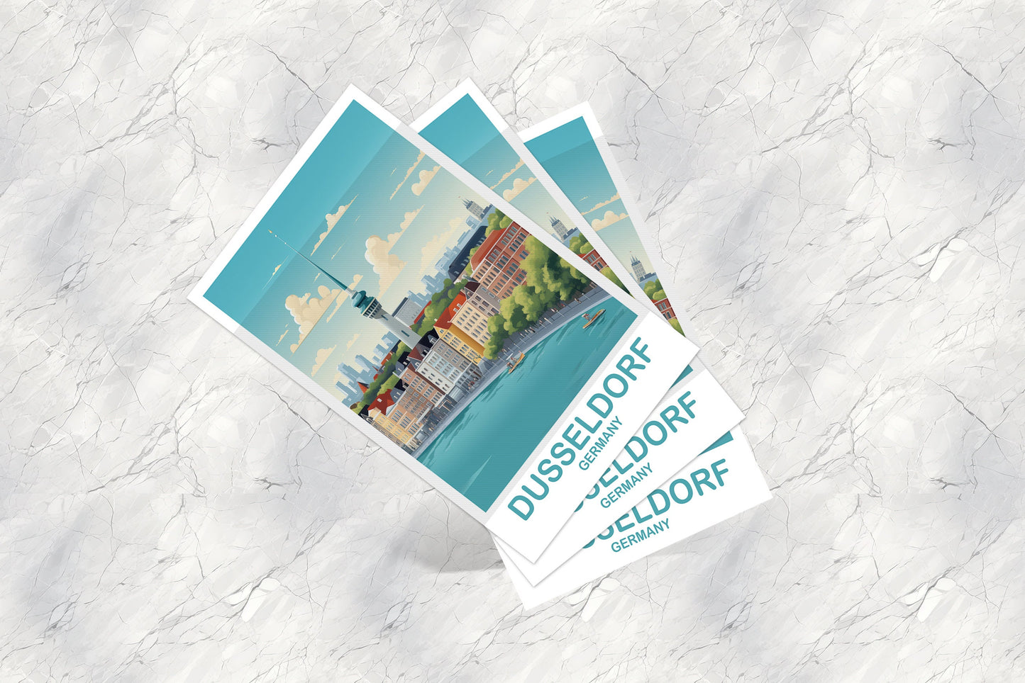 Dusseldorf Germany Travel Postcard, Dusseldorf Travel Postcard Art, Germany Postcard Art, Dusseldorf Travel, Travel Postcard, | T2EU_GEDU1_P