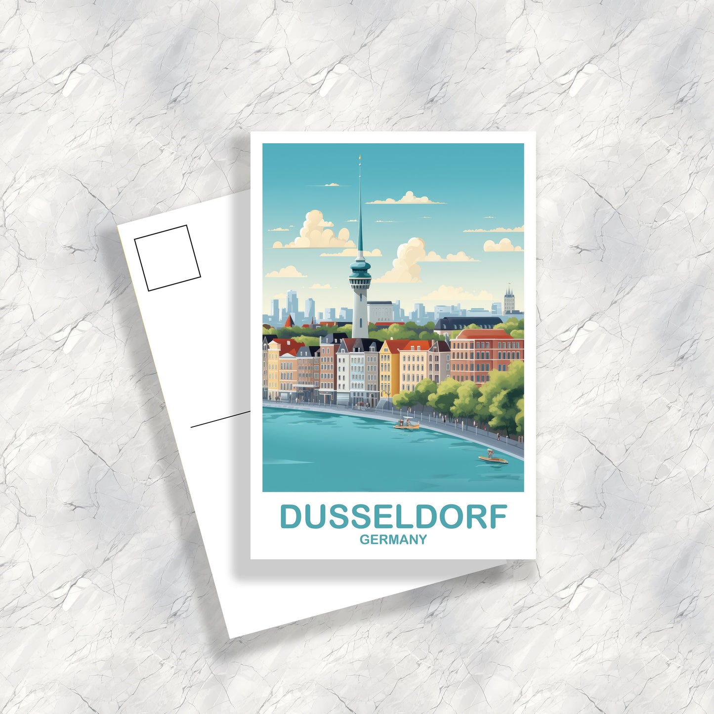Dusseldorf Germany Travel Postcard, Dusseldorf Travel Postcard Art, Germany Postcard Art, Dusseldorf Travel, Travel Postcard, | T2EU_GEDU1_P