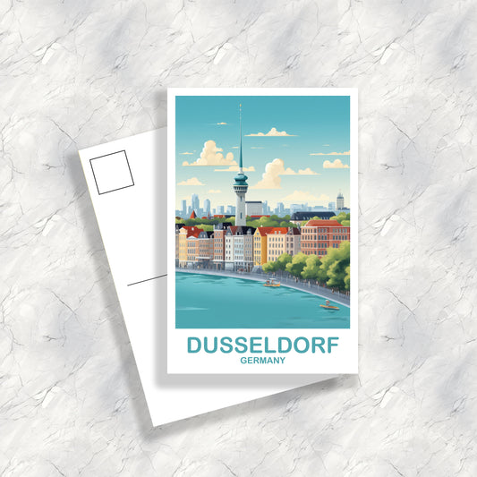 Dusseldorf Germany Travel Postcard, Dusseldorf Travel Postcard Art, Germany Postcard Art, Dusseldorf Travel, Travel Postcard, | T2EU_GEDU1_P