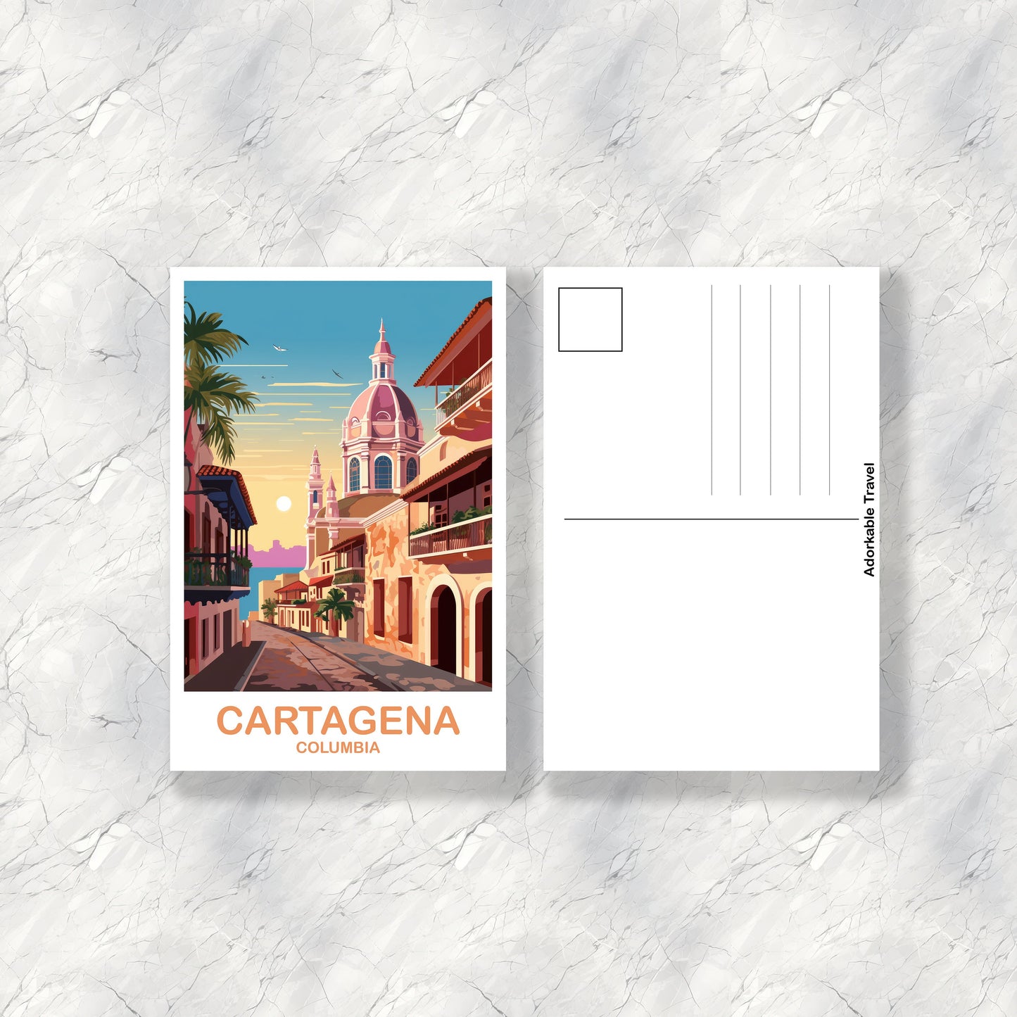 Cartagena Columbia Travel Postcard, Cartagena Postcard, Columbia Travel Art, Travel Art, South America Travel Postcard | T2SA_COCA1_P