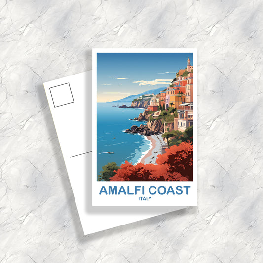 Amalfi Coast Italy Postcard, Amalfi Coast Travel Postcard, Italy Travel Postcard Art, Amalfi Coast Travel Art, Travel Poster | T2EU_ITAC1_P