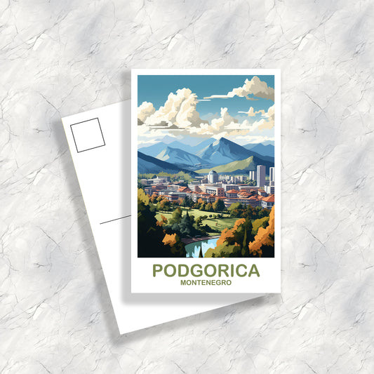 Podgorica Montenegro Travel Art Postcard, Podgorica Travel, Podgorica Postcard, Travel Postcard, Montenegro Travel Postcard | T2EU_MOPO1_P