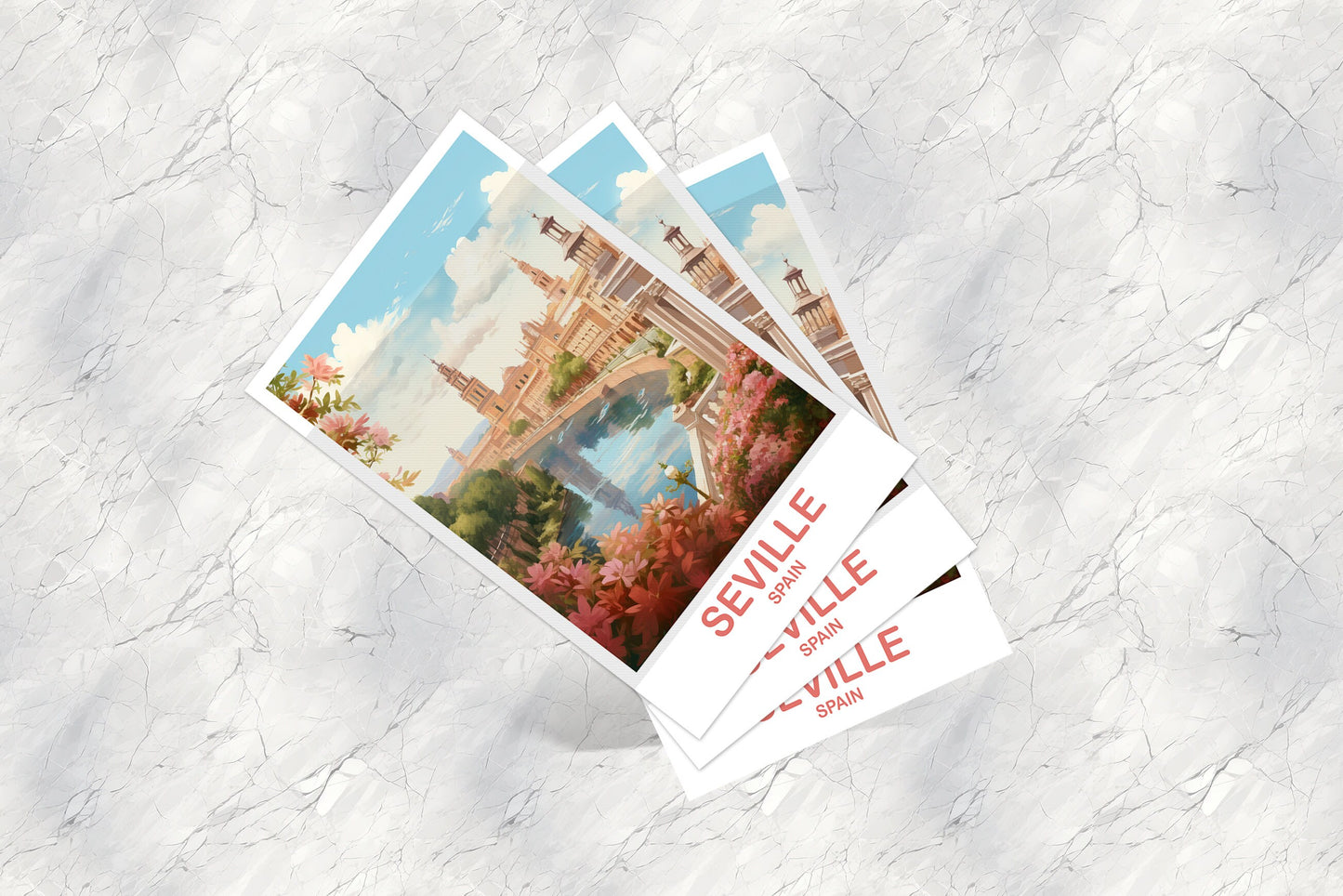 Seville Spain Travel Postcard Art, Spain Travel Postcard, Seville Postcard, Seville Travel Postcard, Travel Postcard | T2EU_SPSE1_P