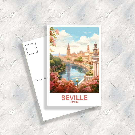 Seville Spain Travel Postcard Art, Spain Travel Postcard, Seville Postcard, Seville Travel Postcard, Travel Postcard | T2EU_SPSE1_P