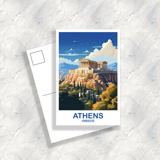 Athens Greece Travel Postcard Art, Athens Travel, Athens Postcard, Greece Travel Postcard, Europe Travel Postcard | T2EU_GRAT1_P