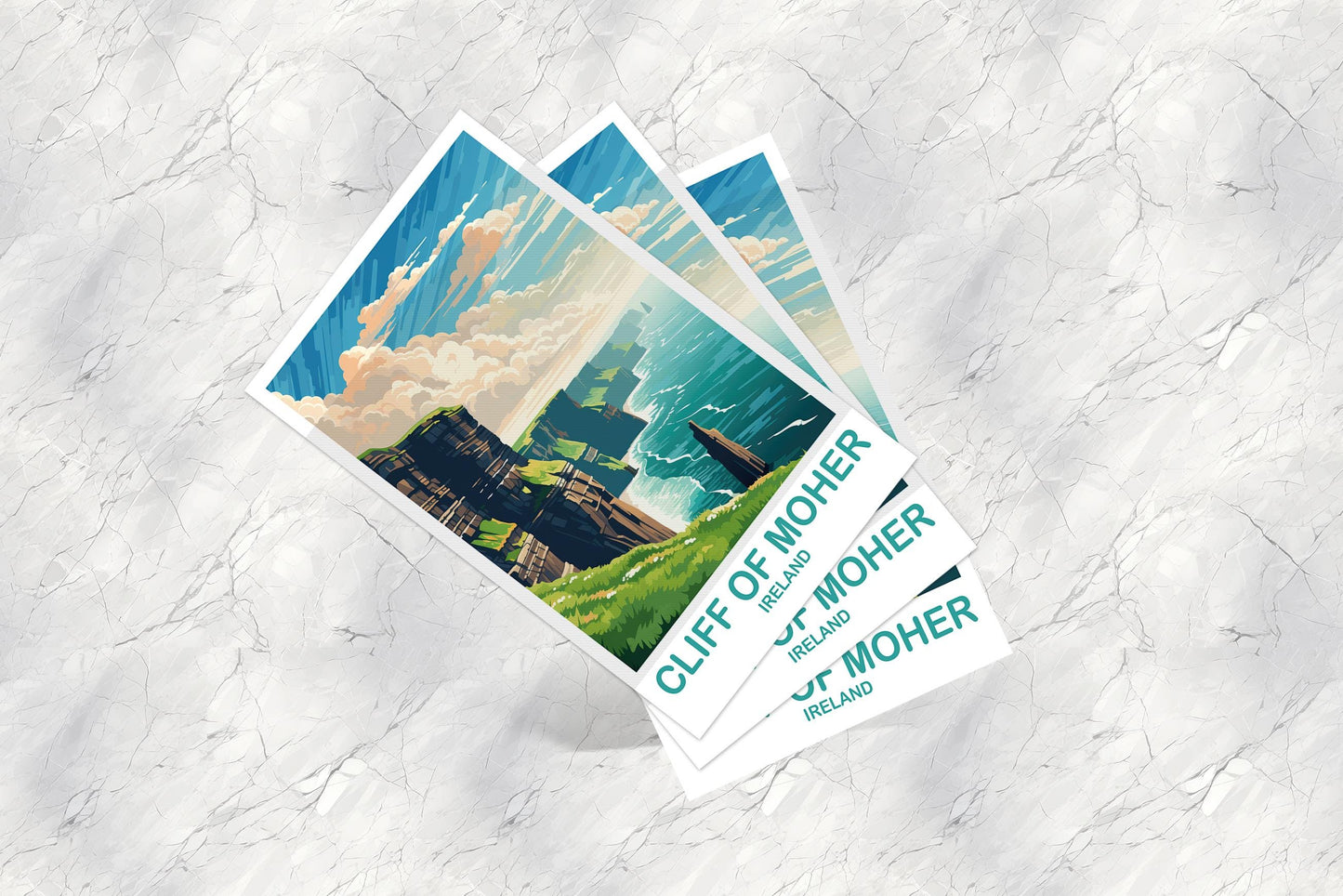 Cliff Of Moher Ireland Travel Postcard Art, Ireland Travel Postcard, Cliff Of Moher Postcard, Ireland Travel Art Postcard | T2EU_IRCOM1_P