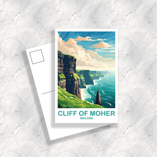 Cliff Of Moher Ireland Travel Postcard Art, Ireland Travel Postcard, Cliff Of Moher Postcard, Ireland Travel Art Postcard | T2EU_IRCOM1_P