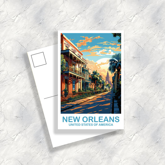 New Orleans Travel Postcard Art, Louisiana Postcard, New Orleans Louisiana Postcard, Travel Postcard | T2NA_LONO1_P