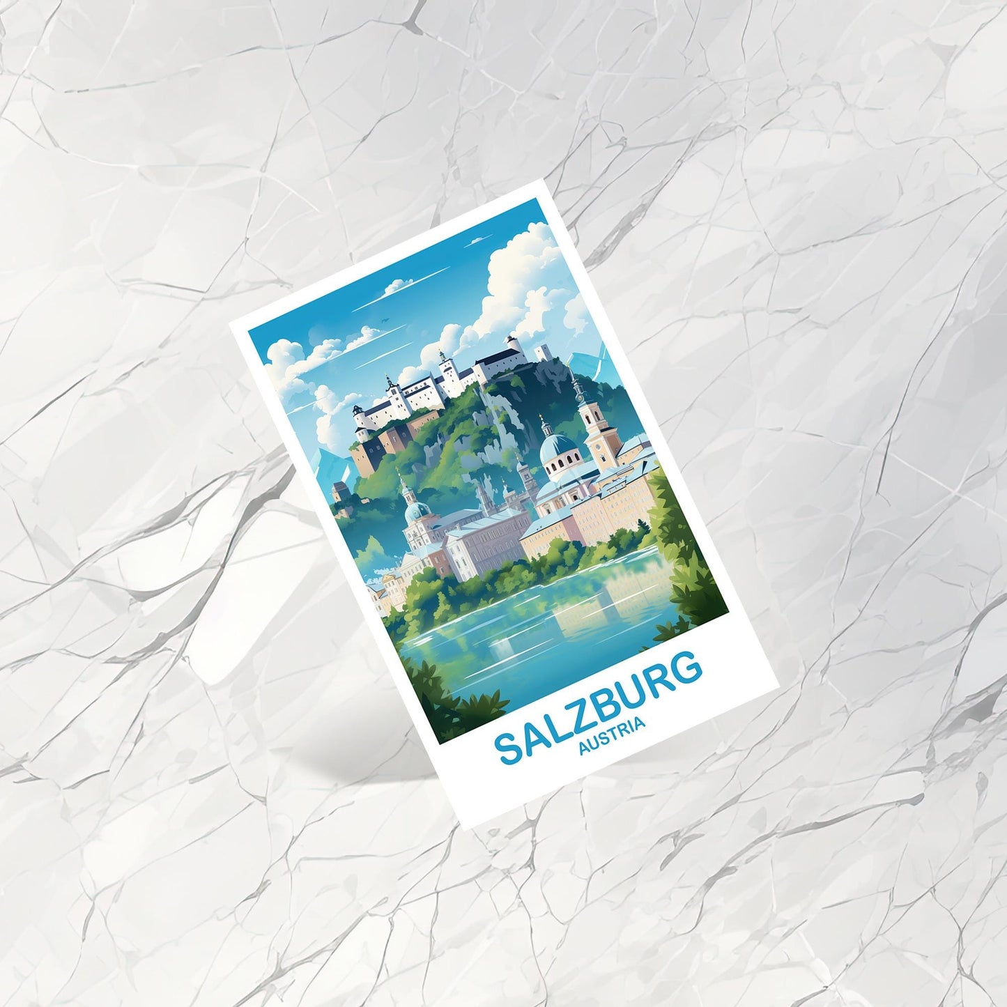 Salzburg Austria Travel Postcard Art, Austria Travel Art, Salzburg Postcard, Austria Travel Postcard, Europe Travel Postcard | T2EU_AUSA1_P