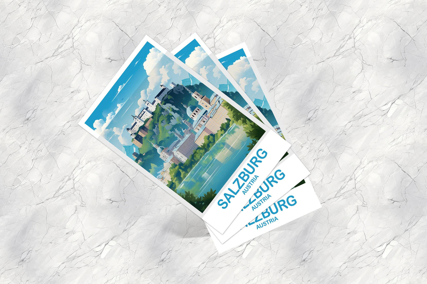 Salzburg Austria Travel Postcard Art, Austria Travel Art, Salzburg Postcard, Austria Travel Postcard, Europe Travel Postcard | T2EU_AUSA1_P