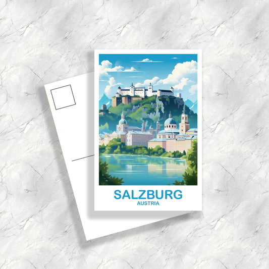 Salzburg Austria Travel Postcard Art, Austria Travel Art, Salzburg Postcard, Austria Travel Postcard, Europe Travel Postcard | T2EU_AUSA1_P