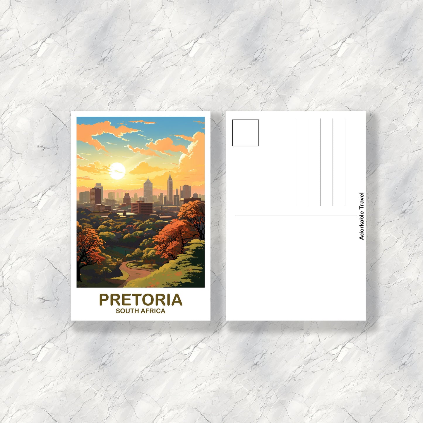 Pretoria Travel Postcard Art, Pretoria South Africa Postcard, South Africa Postcard, Travel Postcard | T2AF_SFPR1_P