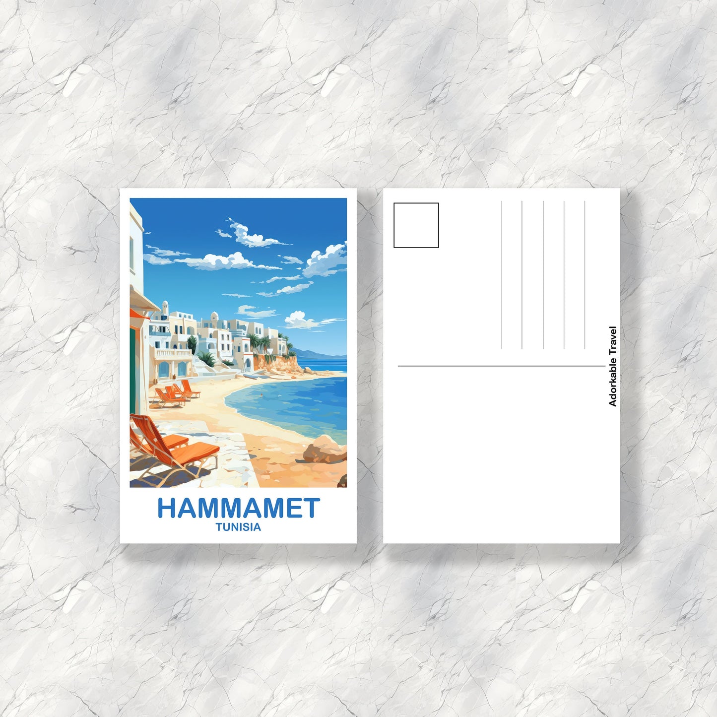 Hammamet Tunisia Travel Postcard Art, Hammamet Postcard, Tunisia Postcard, Travel Postcard, Africa Postcard, Travel Art | T2AF_TUHA1_P