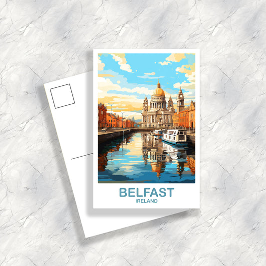 Belfast Ireland Travel Postcard Art, Ireland Travel Postcard, Belfast Art Postcard, Belfast Travel Art, Travel Postcard | T2EU_IRBE1_P