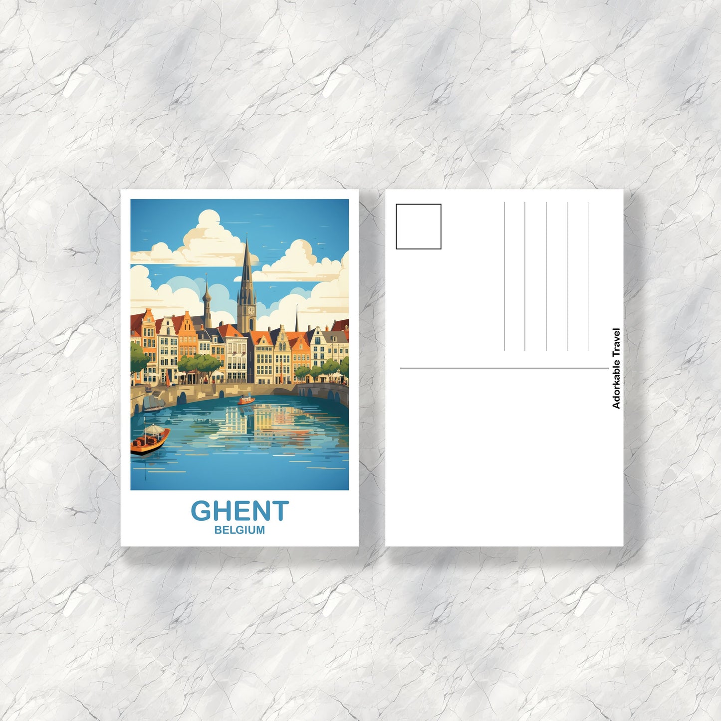 Ghent Belgium Travel Art postcard, Belgium Travel Art,Belgium Postcard, Belgium Travel Art, Europe Travel Postcard, Ghent Art | T2EU_BEGH1_P
