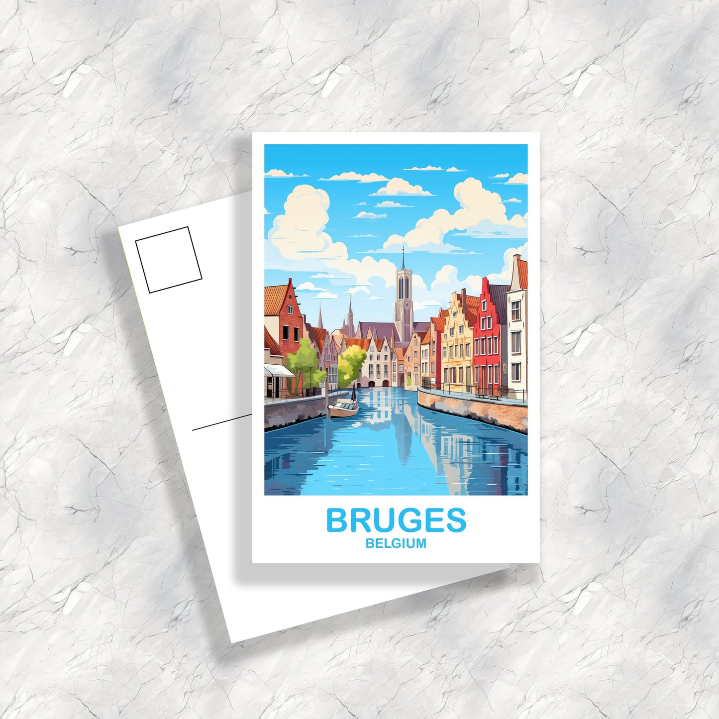 Bruges Belgium Travel Art postcard, Belgium Travel, Belgium Postcard, Bruges Travel Art, Europe Travel Postcard, Bruges Art | T2EU_BEBG1_P