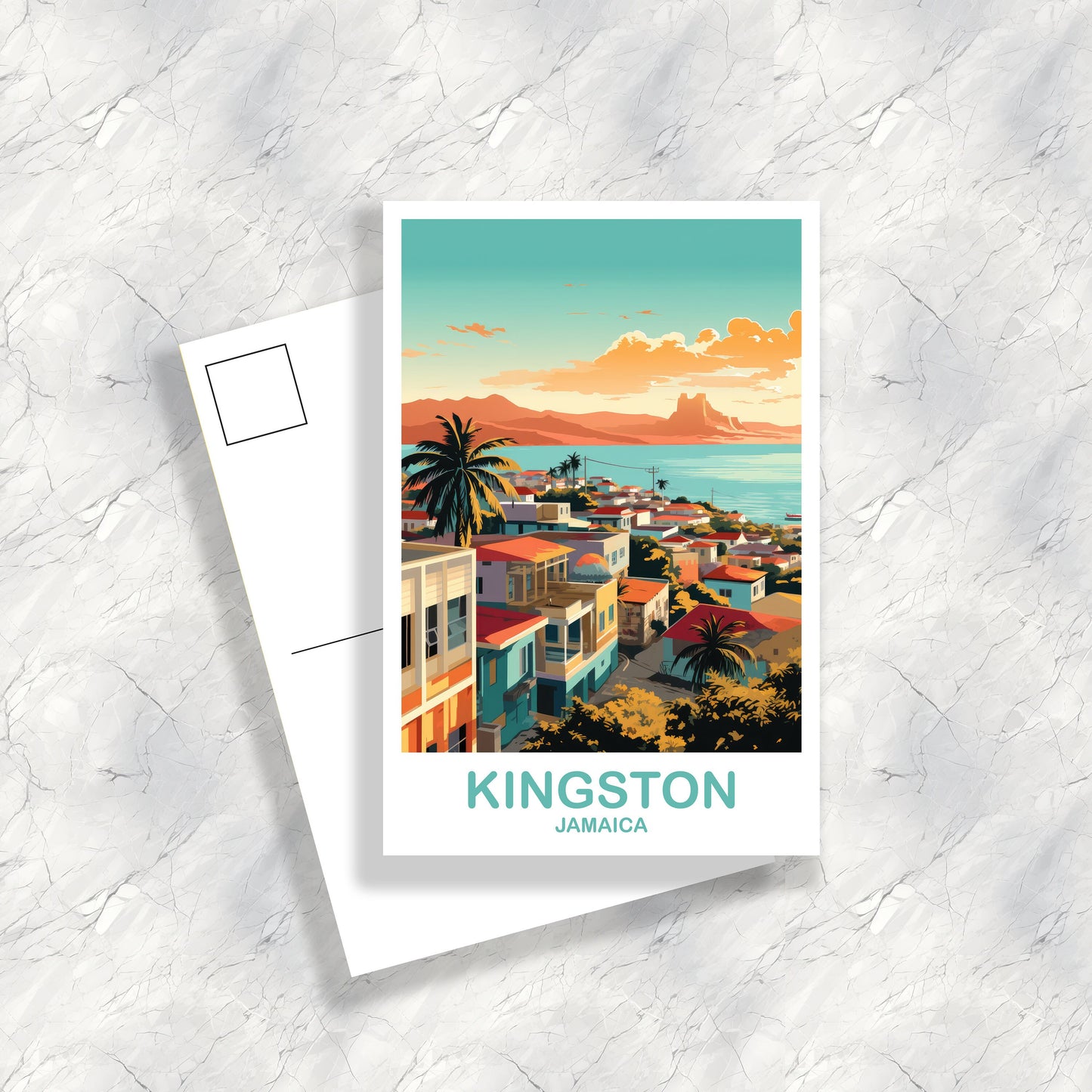Kingston Jamaica Travel Postcard, Kingston Postcard, Jamaica Postcard, Travel Postcard Art, Kingston Travel Art, Jamica Art | T2NA_JAKI1_P